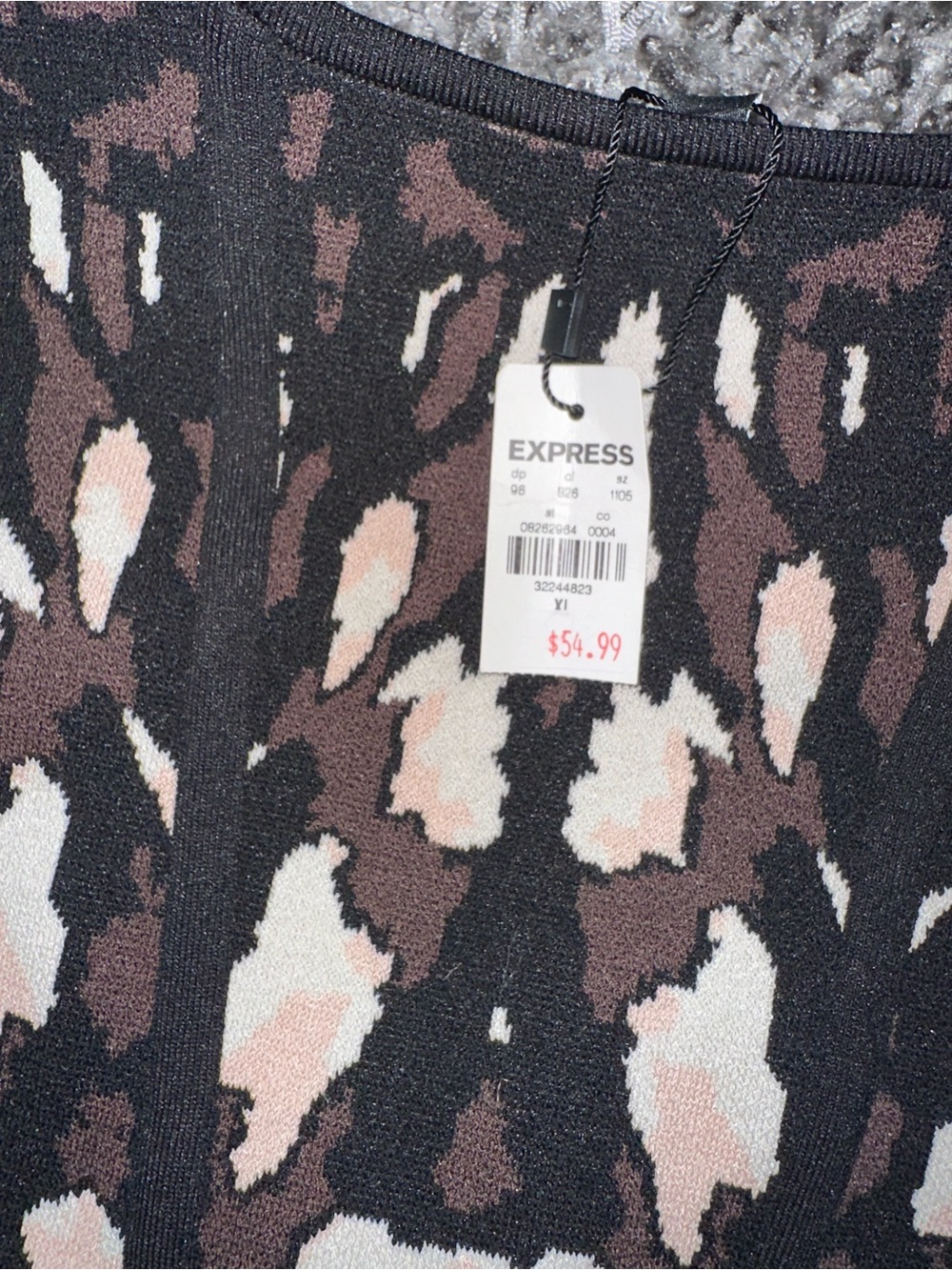 Express Body Contour Corset Crop Top Abstract Jacquard Knit Black Brown NWT XL - Picture 5 of 6